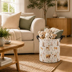 MAIZMZ Woodland Animal Storage Bin, Waterproof Lining Laundry Basket with Leather Handles for Kids Room, Gifts - Image 4