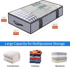 Onlyeasy Foldable Underbed Bags 2 Pack - Blankets Clothes Comforters Storage Bag Breathable Zippered Organizer for Bedroom with Clear Window and 4 Handles, 39.4x19.7x5.9 in, Linen-like Grey, MXDUBBP2 - Image 2