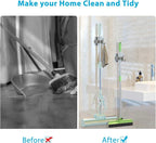 homeasy Mop Broom Holder No Drill, Mop Broom Organizer Wall Mounted Heavy Duty with Hooks Hanger, Self Adhesive Stainless Steel 4Pcs for Bathroom, Kitchen, Office (Silver) - Image 8