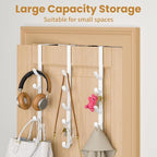 Kaiferty Over the Door Hooks, Metal Door Hooks for Hanging, Over the Door Purse Organizer for Coat Hanger, Back of Shower Door for Hanging Towel Rack Clothes, Hat, Bathroom, Closet (White-3Packs) - Image 3