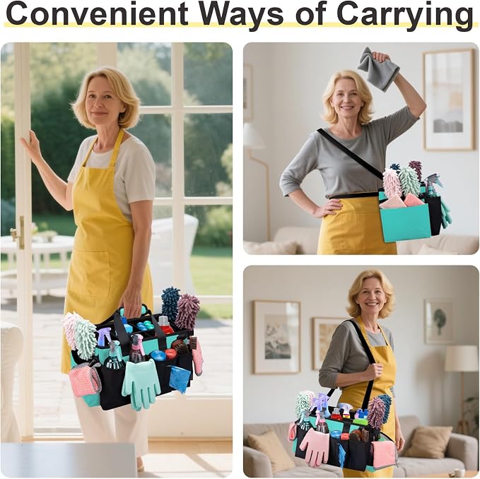 Wearable Large Cleaning Caddy Bag for Housekeepers (Lakeblue) - Image 7