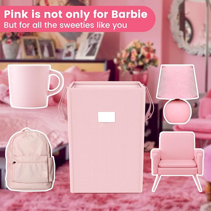 MCleanPin 210L Pink Laundry Hamper Large Collapsible Basket with Laundry Bags, Dirty Clothes Hamper,Laundry Basket with Handles,Washable Laundry Bags,Foldable Dorm Hamper for College (Rose Pink) - Image 7