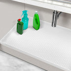 Under Sink Mats for Kitchen Waterproof, Silicone Under Kitchen Sink Mat and Protector for 34" x 22" Cabinets, Under Sink Organizer Tray, Shelf Liner Cabinet Liner for Bathroom, White by MECHEER