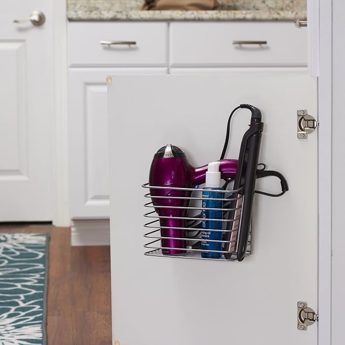 Household Essentials Door Mount Cabinet Organizer, Steel Wire Basket, Attractive Nickel Powder Coating, Great for Saving Space, Mounts to Solid Surface with Hardware Included - Image 5