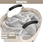 DOKEHOM 125L X-Large Laundry Basket Bag, Collapsible Tall Hamper, Beige - Image 6