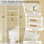 Over The Toilet Storage Shelf No Drill 4-Tier Adjustable Bathroom Organizer - Image 4