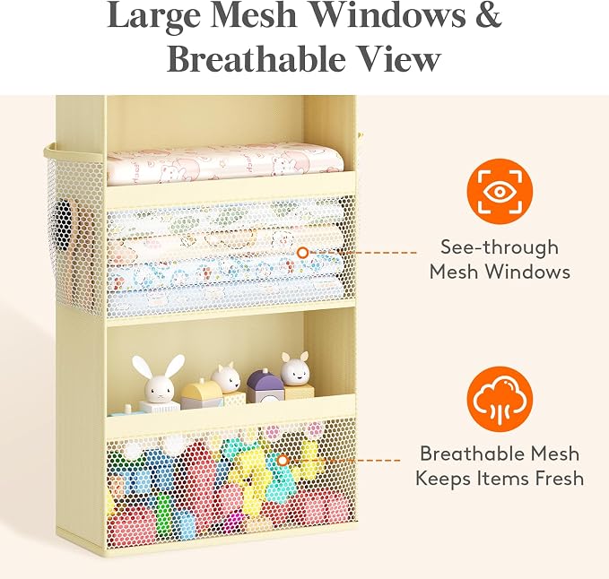 Lifewit 5 Tier Over the Door Organizer, Diaper Hanging Storage, Beige - Image 4