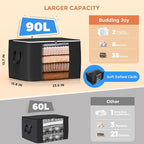 90L Large Storage Bags, 8 Pack Clothes Storage Bins Closet Organizers | Foldable Storage Containers, with Reinforced Handle, for Clothing, Blanket, Comforters, Bed Sheets, Pillows and Toys,Black - Image 2