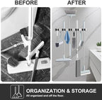 HANZENMA Broom Holder Wall Mount, Broom Organizer Wall Mount Stainless Steel Broom and Mop Hanger Heavy Duty Storage Organization for Home Kitchen Garden Garage Room 5 Racks 4 Hooks - Image 2