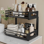 Under Sink Organizer, 2 Tier Under Sink Organizers and Storage, Adjustable Height, Slide out Metal Cabinet Organizers, Pull out Cabinet Storage Drawer Shelf for Kitchen Bathroom (Black, 1 Pack) - Image 8
