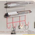 Wall-Mounted Hair Dryer Holder Styling Tool Organizer 4-Shelf Storage Wire Basket with Hook Heat Safe Rack for Hair-Straighteners,Curling Wands,Flat Iron,Cabinet Door Bathroom Kitchen White - Image 9