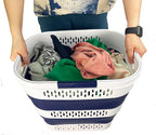 SAMMART 38L (10 Gallon) Collapsible Plastic Laundry Basket - Portable Pop-Up Storage Container/Organizer – Foldable Space Saving Laundry Hamper (2, White/Starry Blue) - Image 8
