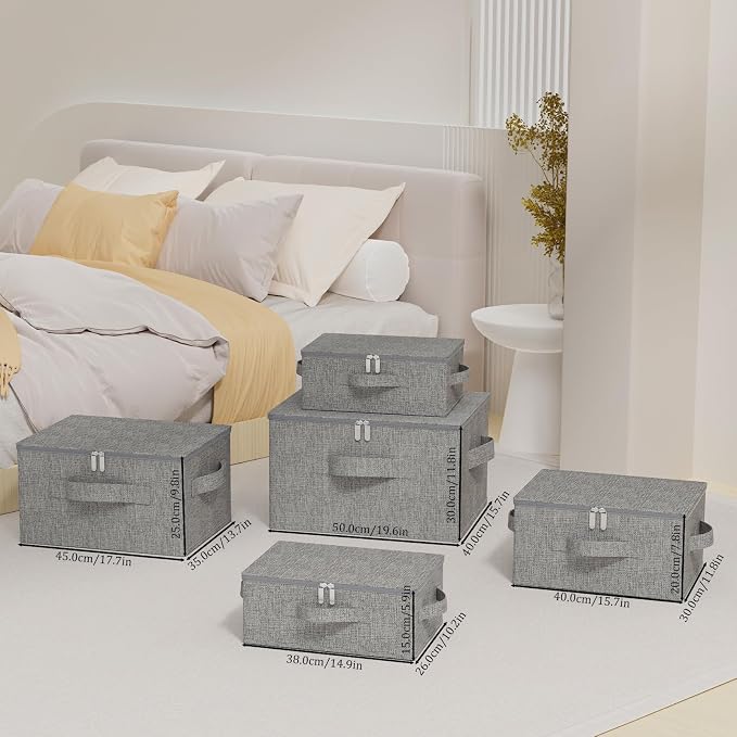 Underbed Storage Boxes with Zippers,19.6x15.7x11.8in,Grey,2 Pack - Image 5