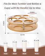 2Pack Rotating Wood Tumbler Organizer, 30 oz 40 oz Spinning Turnable Tumblers Holder, 360° Rotatable 7 Large Cups Bottle Tumbler Storage Display Stand, Rotate Syrup Organizer for Cabinet Countertop - Image 6