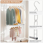 STORAGE MANIAC Hanging Closet Rod, Adjustable Width and Height Closet Hanging Organizer, Space-Saving Clothes Hanging Bar, Closet Extender Hanging Rod Double Closet Hanging Rod, 1 Pack Chrome - Image 3