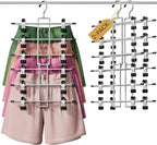 DAMITA Skirt Pants Hangers with Clips Space Saving Hanging Closet Organizer 6 Tiers Hanger with 360° Swivel Hook, Finger-Safe Design- College Dorm Room Apartment Essentials 2-Pack by Damita