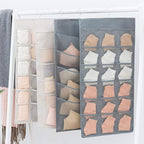 Closet Hanging Organizer with Mesh Pockets & Rotating Metal Hanger,Dual Sided Wall Shelf Wardrobe Storage Bags,Oxford Cloth Space Saver Bag for Bra Underwear Underpants Socks (gray) - Image 6