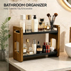 2-Tier Acacia Wood Bathroom Countertop Organizer and Storage, Vanity Bathroom Sink Organizer Shelf for Skin Care Makeup Cologne and Perfume, Small Dresser Counter Organizer-Brown - Image 4