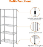 Amazon Basics 5-Shelf Adjustable Storage Shelving Unit for Garage, Steel Wire Rack, 200 Pound Loading Capacity per Shelf, 23.2" x 13.4" x 60", Chrome Finish - Image 7