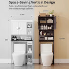 Over the Toilet Storage Cabinet, Tall Slim Bathroom Organizer with Doors, Adjustable Shelves & Built-in Toilet Paper Holder, Space-Saving Above Toilet Cabinet for Small Bathrooms (Espresso) - Image 6