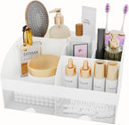 Makeup Organizer with Drawers, Cosmetic Storage for Dresser Vanity and Bathroom Countertop, Beauty Holder for Lipstick Brush, Skincare Organizer for Vanity, Cosmetic Display Case (White) - Image 4