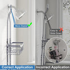 Upgraded Extended Length Shower Caddy Over Showerhead No Blocking to Showerhead, Rustproof Bathroom Organizers and Storage with Hooks Shampoo Soap Holder, Large Hanging Caddy, Grey - Image 6