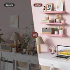BAYKA Pink Floating Shelves 15.7in, Set of 3, Wall Mounted for Wall Decor - Image 5