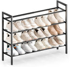Bumusty 4 Tier Expandable Shoe Rack for Closet, Black | 18"-33" Adjustable Shoe Rack for Entryway, Small Shoe Organizer for Dorm, Front Door, Sturdy Metal by BUMUSTY