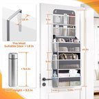 SpaceHacks 5-Tier Over the Door Organizer with Mesh Pockets, Dark Grey - Image 2
