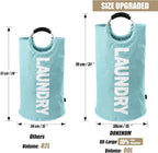DOKEHOM 90L Large Laundry Basket Bag, Collapsible Tall Hamper, Light Blue - Image 3