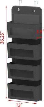 Simple Houseware 4 Clear Pocket Over Door Hanging Organizer, Dark Gray - Image 2