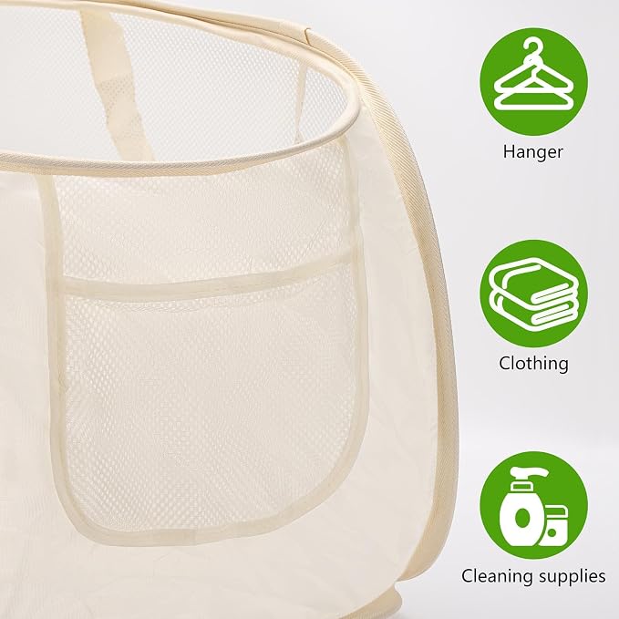 4Pcs Mesh Laundry Basket Foldable Pop Up Hampers for Laundry Room and Storage, Horizontal Version - Image 3