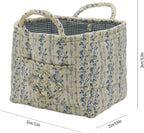 Quilted Fabric Storage Basket with Handles & Pocket, Foldable Laundry Hamper Boho Floral Print Organizer Bin for Home, Picnic, Office 12"x10"x10" (B-5) - Image 6