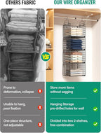 Hanging Closet Organizer, 4 Tier Metal Closet Organizers and Storage with 4 Hanging Hooks 4 S-Hooks for Wardrobe Laundry Room, Wire Storage Shelf for Clothes Sweaters Pants (Black) - Image 5