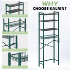 Kalrin Over-The-Toilet Storage Rack, 4-Tier Bathroom Organizer Shelf Over Toilet with Adjustable Shelf and Basket, Freestanding Space Saver Bathroom Shelves Above Toilet for Room (Green- Black) - Image 6