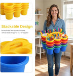 6-Pack Classroom Caddy Organizer with Handle, Vibrant Multicolor - Image 4