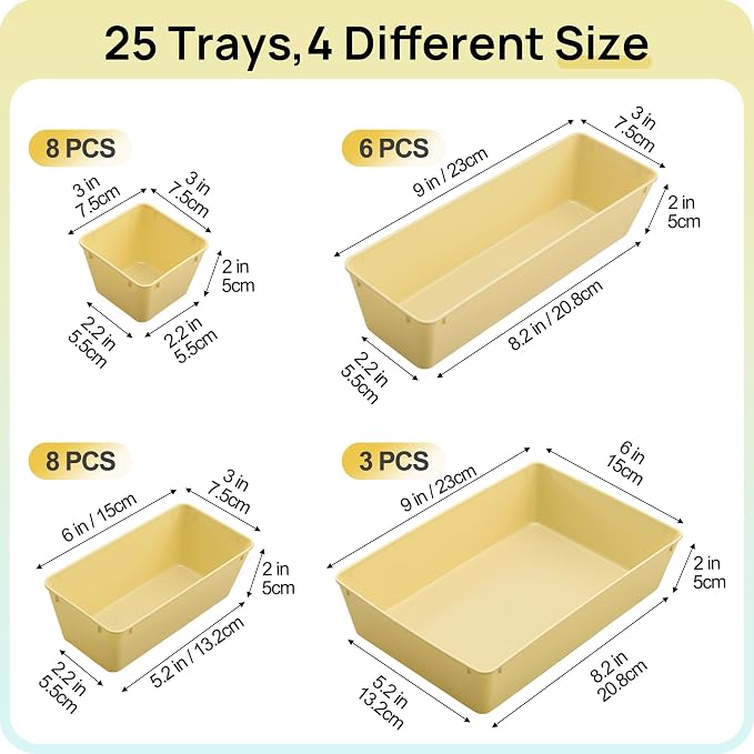 Vtopmart 25 Pack Plastic Drawer Organizers with Non-slip Rubber Pads - Image 2