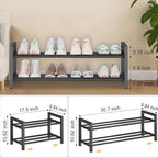 Expandable Metal Shoe Rack for Closet & Entryway, Shoe Storage Organizer | 2 Tier • Adjustable Width • Holds 6–9 Pairs • Heavy-Duty Steel • Space-Saving Design • Easy Assembly - Image 3