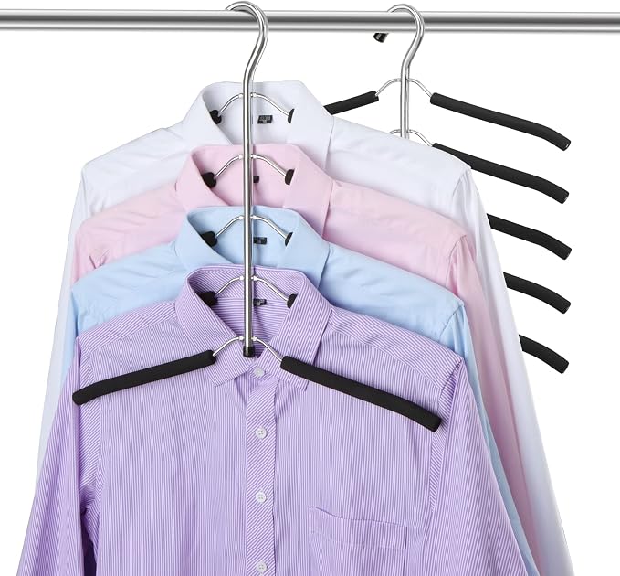 DOIOWN Blouse & Shirt Hangers - Non Slip Space Saving Stainless Steel Closet Organizer (2 Pack) by DOIOWN