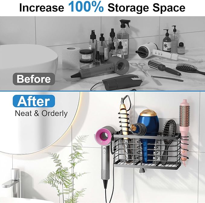 2026 Upgraded 3-in-1 Universal Hair Tool Organizer, XL Size, Black - Image 4