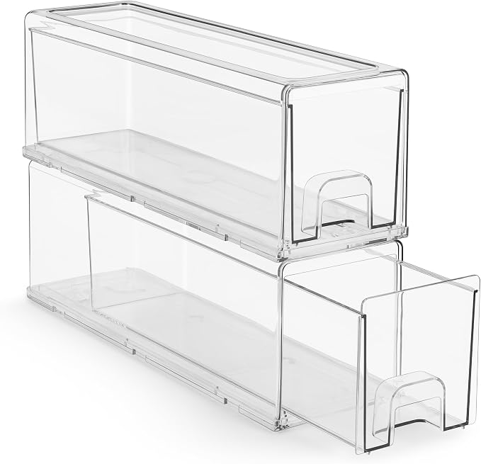 Sorbus Clear Stackable Storage Drawers with Pull-Out Bins (Small, 2 Pack) by Sorbus