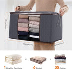 Lifewit 3 Pack 90L Clothes Storage Bins with Lids, Foldable Blanket Storage Bags with Zippers, Clear Window and Reinforced Handles, Closet and Organization for Clothing, Sweater, Comforter, Bedding - Image 2