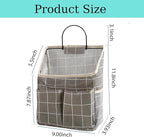 2pcs Wall Hanging Storage Bag,Wall Hanging Organizer Bags with Pockets, Wall Organizer Storage for Dormitory Bathroom Bedroom Kitchen(Grey Grid) - Image 2