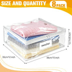 Plastic Storage Bags with Easy-Glide Zipper, Pack of 8, Durable Clear Vinyl Zippered Storage Bags for Clothes Sweaters Comforters Blankets Sheets Bedding (15 x 12 x 5 Inch, Transparent White) - Image 3