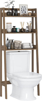 UTEX Over Toilet Bathroom Organizer, 3-Tier Storage Shelf Rack, Wood Grain by UTEX