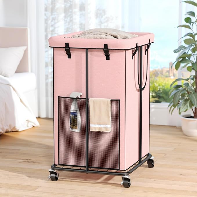 Laundry Hamper with Wheels, 150L Rolling Laundry Basket with Bag & Handles by OLLDIDE