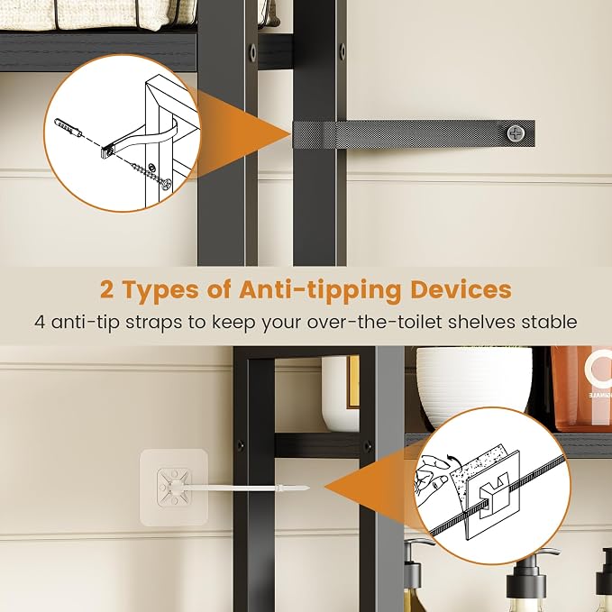 Asgolion Over-The-Toilet Storage Rack, 3-Tier Bathroom Shelves Over Toilet - Image 5