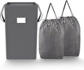 MCleanPin 210L Laundry Hamper Collapsible with 2 Washable Laundry Bags, Dirty Clothes Hamper,Laundry Basket with Handles Foldable Hamper Dorm Laundry Basket for College,Grey by MCleanPin