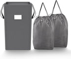 MCleanPin 210L Laundry Hamper Collapsible with 2 Washable Laundry Bags, Dirty Clothes Hamper,Laundry Basket with Handles Foldable Hamper Dorm Laundry Basket for College,Grey by MCleanPin