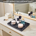 Marble Bathroom Tray for Countertop & Home Decor, Natural Decorative Marble Tray for Jewelry & Perfume Organizer, Luxury Stone Vanity Trays for Dresser, Kitchen Counter, 12" x 8", Gray Black - Image 7